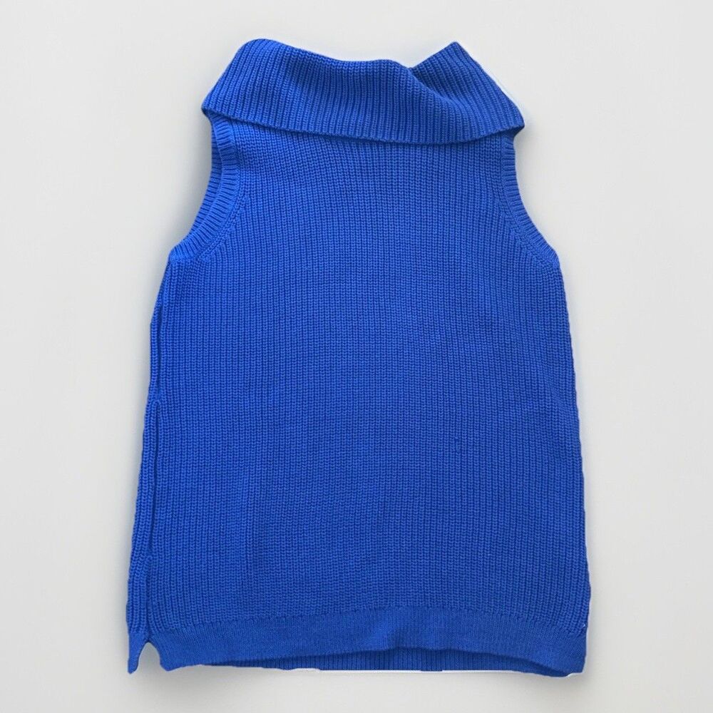 Talbots NWT Women's M Sleeveless Cowl Neck  Shaker Stitch Sweater Cobalt Blue‎